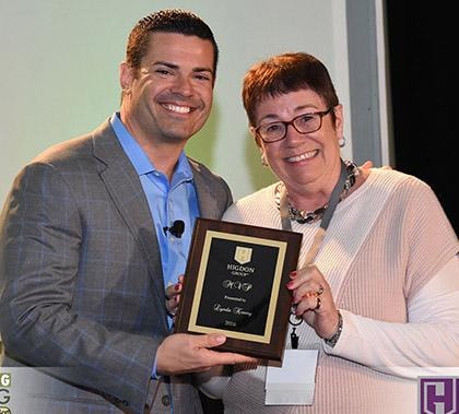 Lynda Kenny receiving the Higdon Group award